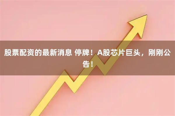股票配资的最新消息 停牌！A股芯片巨头，刚刚公告！