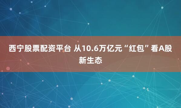 西宁股票配资平台 从10.6万亿元“红包”看A股新生态